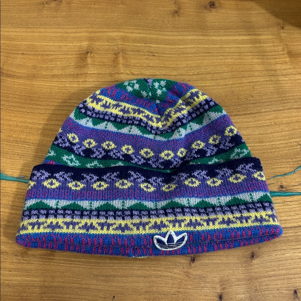 adidas Multicolor Knit Beanie - Purple, Green, Yellow, Blue